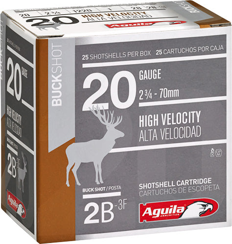 Aguila 1C2002BA Buckshot High Velocity 20 Gauge 2-3/4 1oz #2 Buck 1220 fps