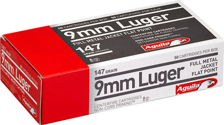 Aguila Target & Range Full Metal Jacket Flat Point 147 Grain 9mm Luger/Parabellum 950 fps