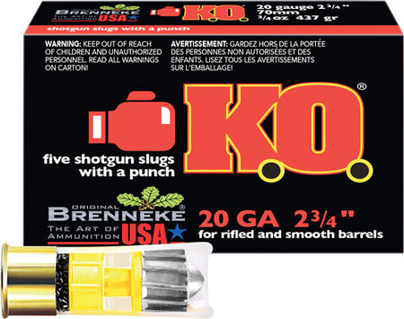 Brenneke SL-202KO K.O. Hunting 20 Gauge 2-3/4 3/4oz #Slug 1500 fps