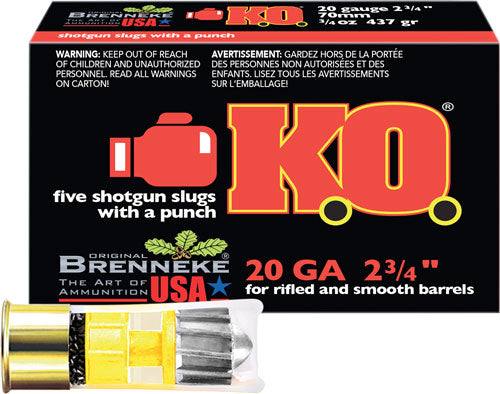 Brenneke SL-202KO K.O. Hunting 20 Gauge 2-3/4 3/4oz #Slug 1500 fps