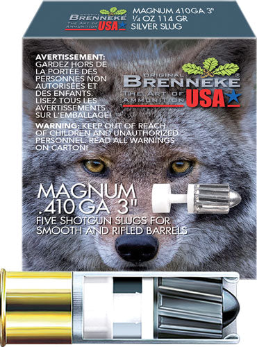 Brenneke Magnum Hunting Shotgun Ammo .410 Bore 3 in 1/4 oz Slug