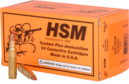 HSM V-Max Jacketed Hollow Point 50 Grain .222 Remington