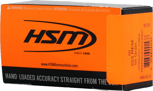 HSM Varmint Hornady V-Max 55 Grain .223 Remington 3200 fps