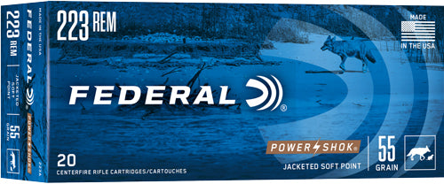 Federal PowerShok Jacketed Soft Point 55 Grain .223 Remington 3240 fps