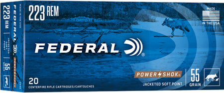 Federal PowerShok Jacketed Soft Point 55 Grain .223 Remington 3240 fps