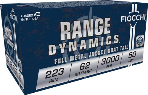 Fiocchi Range Dynamics .223 Remington 62 grain Full Metal Jacket Boat Tail ammunition