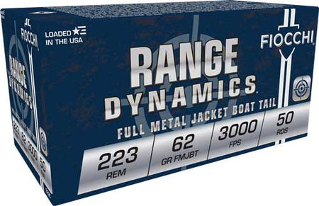 Fiocchi Range Dynamics .223 Remington 62 grain Full Metal Jacket Boat Tail ammunition