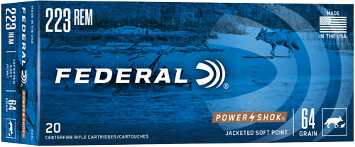 Federal PowerShok Jacketed Soft Point 64 Grain .223 Remington 3050 fps