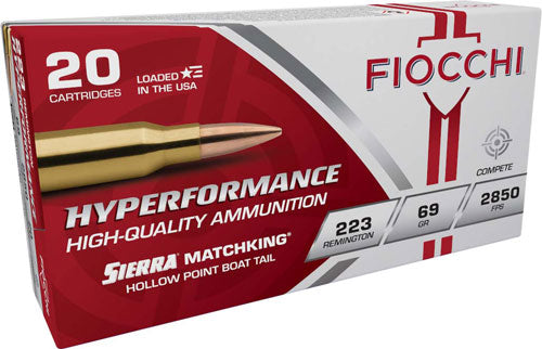 Fiocchi Hyperformance .223 Remington 69 grain Sierra MatchKing Boat Tail Hollow Point ammunition