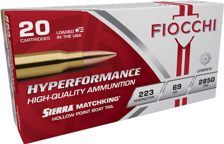 Fiocchi Hyperformance .223 Remington 69 grain Sierra MatchKing Boat Tail Hollow Point ammunition