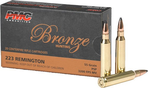 PMC Bronze Pointed Soft Point PSP 55 Grain .223 Remington 3200 fps