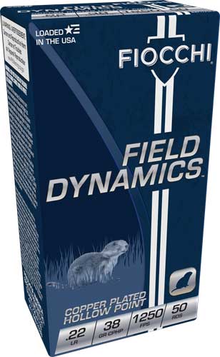 Fiocchi Field Dynamics High Velocity Copper Plated Hollow Point 38 Grain .22 Long Rifle 1250 fps