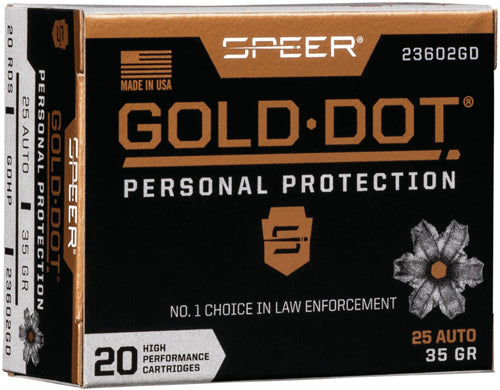 Speer Gold Dot Personal Protection Hollow Point 35 Grain .25 ACP 900 fps
