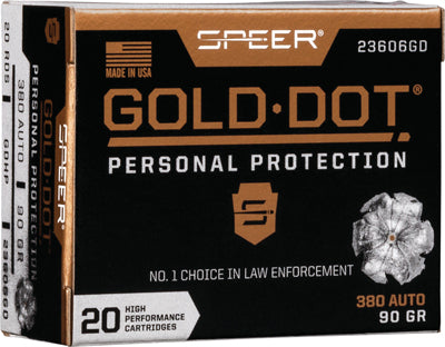 Speer Gold Dot Personal Protection Hollow Point 90 Grain .380 ACP/Auto 1040 fps