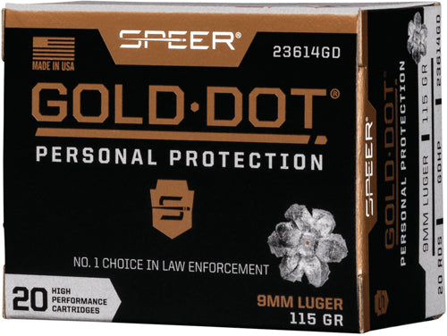 Speer Gold Dot Personal Protection 9mm Luger / Parabellum 115 grain Hollow Point ammunition