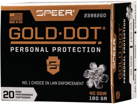 Speer Gold Dot Personal Protection Hollow Point 180 Grain .40 S&W 1025 fps