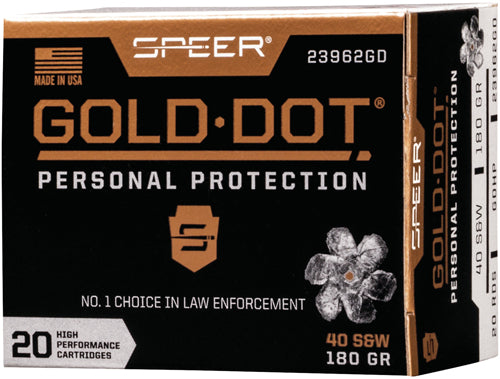 Speer Gold Dot Personal Protection Hollow Point 180 Grain .40 S&W 1025 fps