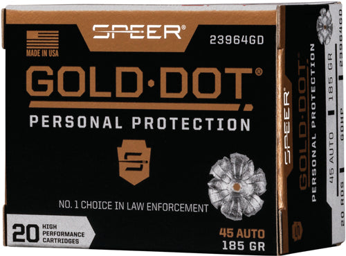 Speer Gold Dot Personal Protection Hollow Point 185 Grain .45 ACP/Auto 1050 fps