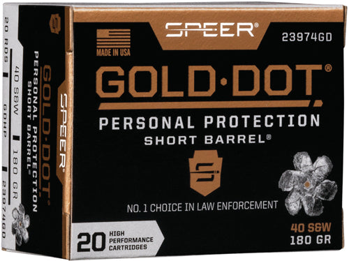 Speer Gold Dot Personal Protection Short Barrel Hollow Point 180 Grain .40 S&W 950 fps