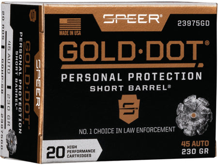 Speer Gold Dot Personal Protection Short Barrel Hollow Point 230 Grain .45 ACP/Auto 820 fps