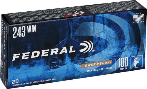 Federal PowerShok Jacketed Soft Point 100 Grain .243 Winchester 2960 fps
