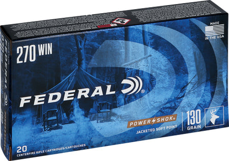 Federal PowerShok Jacketed Soft Point 130 Grain .270 Winchester 3060 fps