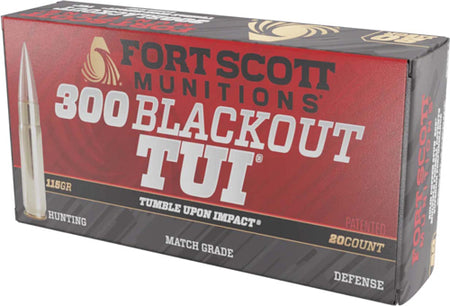 Fort Scott Munitions Tumble Upon Impact (TUI) Solid Copper Spun 115 Grain .300 AAC Blackout 2219 fps