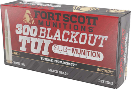 Fort Scott Munitions Tumble Upon Impact (TUI) Solid Copper Spun 190 Grain .300 AAC Blackout 960 fps