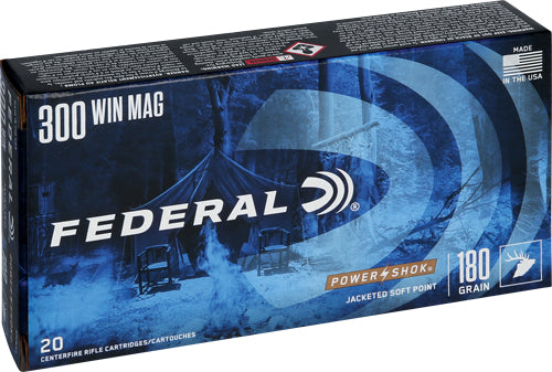 Federal PowerShok Jacketed Soft Point 180 Grain .300 Winchester Mag 2960 fps