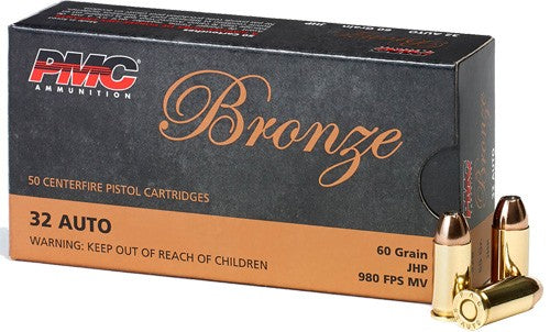 PMC Bronze Jacketed Hollow Point 60 Grain .32 ACP 980 fps