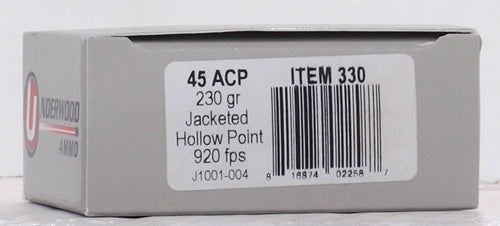 Underwood Ammo Sporting Jacketed Hollow Point 230 Grain .45 ACP/Auto