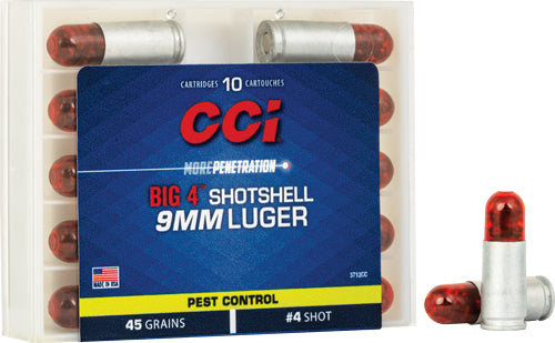 CCI Big 4 #4 Shot Size Shotshell 45 Grain 9mm Luger/Parabellum 1000 fps