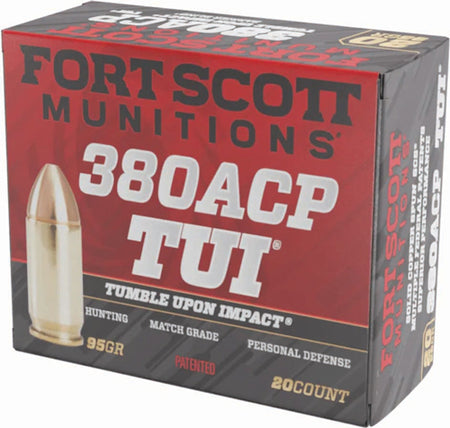 Fort Scott Munitions Tumble Upon Impact (TUI) Solid Copper Spun 95 Grain .380 ACP/Auto 940 fps