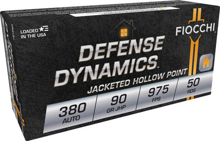 Fiocchi Defense Dynamics Jacketed Hollow Point 90 Grain .380 ACP/Auto 975 fps
