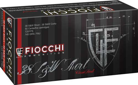Fiocchi Heritage .38 S&W Short 145 grain Full Metal Jacket ammunition