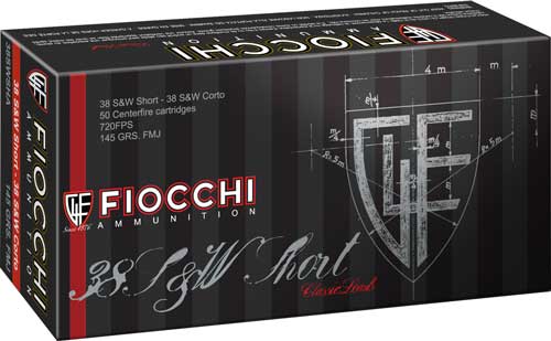 Fiocchi Heritage .38 S&W Short 145 grain Full Metal Jacket ammunition
