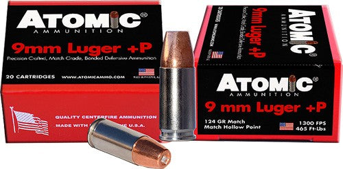 Atomic Precision Craft Bonded Match Hollow Point 124 Grain 9mm Luger/Parabellum 1300 fps