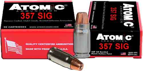 Atomic  .357 Sig 147 grain Bonded JACKETED HOLLOW POINT ammunition