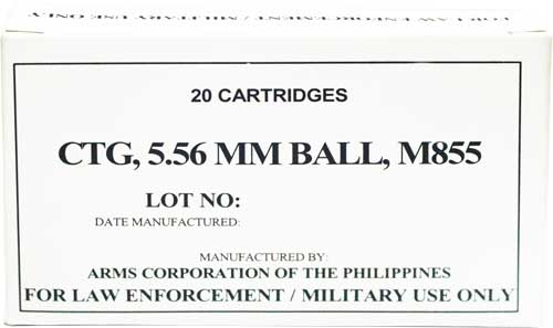 Armscor M855 5.56x45mm NATO 62 grain Full Metal Jacket ammunition