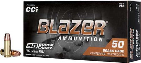 Blazer Brass Full Metal Jacket Flat Nose 115 Grain .30 Super Carry 1150 fps