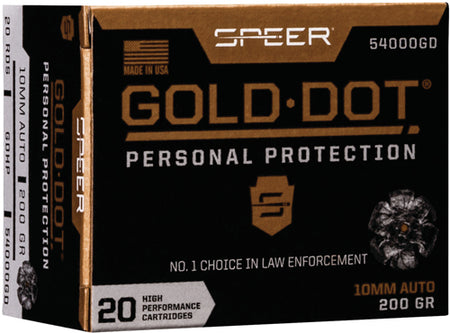 Speer Gold Dot Personal Protection Hollow Point 200 Grain 10mm Auto 1100 fps