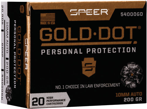 Speer Gold Dot Personal Protection Hollow Point 200 Grain 10mm Auto 1100 fps