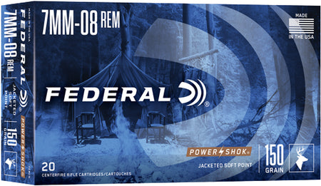 Federal PowerShok Jacketed Soft Point 150 Grain 7mm-08 Remington 2650 fps
