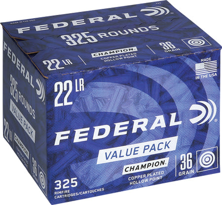 Federal Champion Training Value Pack Copper Plated Hollow Point 36 Grain .22 Long Rifle 1260 fps