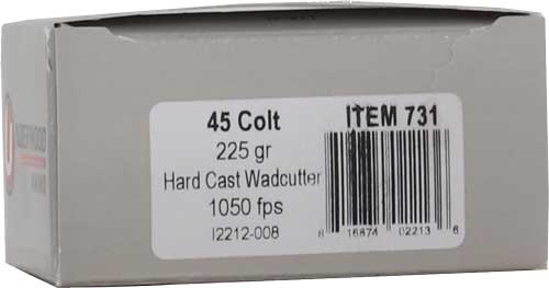 Underwood Ammo Wadcutter Black Cherry Coated Hard Cast 225 Grain .45 Long Colt