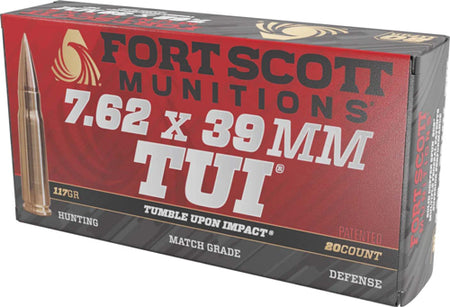 Fort Scott Munitions Tumble Upon Impact (TUI) Solid Copper Spun 117 Grain 7.62x39mm 2422 fps