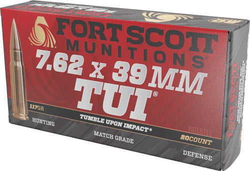 Fort Scott Munitions Tumble Upon Impact (TUI) Solid Copper Spun 117 Grain 7.62x39mm 2422 fps