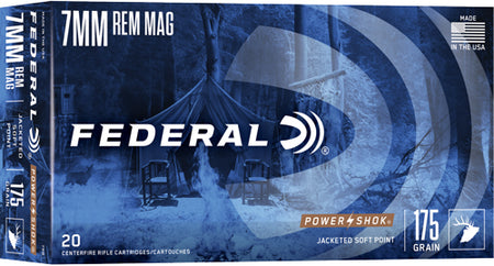 Federal PowerShok Jacketed Soft Point 175 Grain 7mm Remington Mag 2860 fps