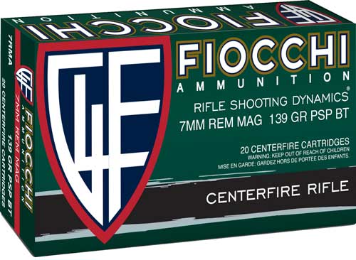 Fiocchi Field Dynamics 7mm Remington Mag 139 grain Pointed Soft Point ammunition