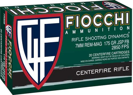 Fiocchi Field Dynamics 7mm Remington Mag 175 grain Jacketed Soft Point ammunition